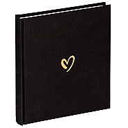 Emotion album  linen cover 20x20cm black with golden heart (2)