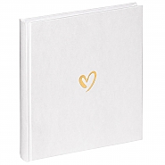 Emotion album  linen cover 20x20cm white with golden heart (2)