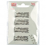 Metal Decorative Clip, silver, love (5)