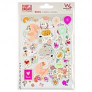 Self adhesive stickers baby motif 1sheet of3D stickers 1sheet of flat stickers