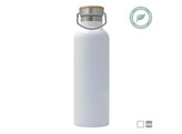 Gourde en aluminium  750ml  avec bouchon bamboe  blanc  2 