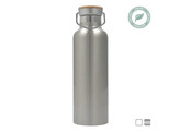 Gourde en aluminium  750ml  avec bouchon bamboe  argent  2 