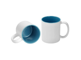 Mug 11oz  interieur Bleu clair et anse blanche 12 