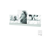 Acrylic double photo frame with wooden base white 3x13x18