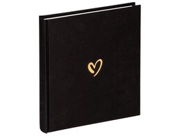 Emotion album  linen cover 20x20cm black with golden heart  2 