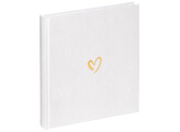 Emotion album  linen cover 20x20cm white with golden heart  2 