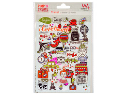 Self adhesive stickers travel 1sheet of 3D stickers 1sheet of flat stickers