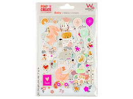 Self adhesive stickers baby motif 1sheet of3D stickers 1sheet of flat stickers